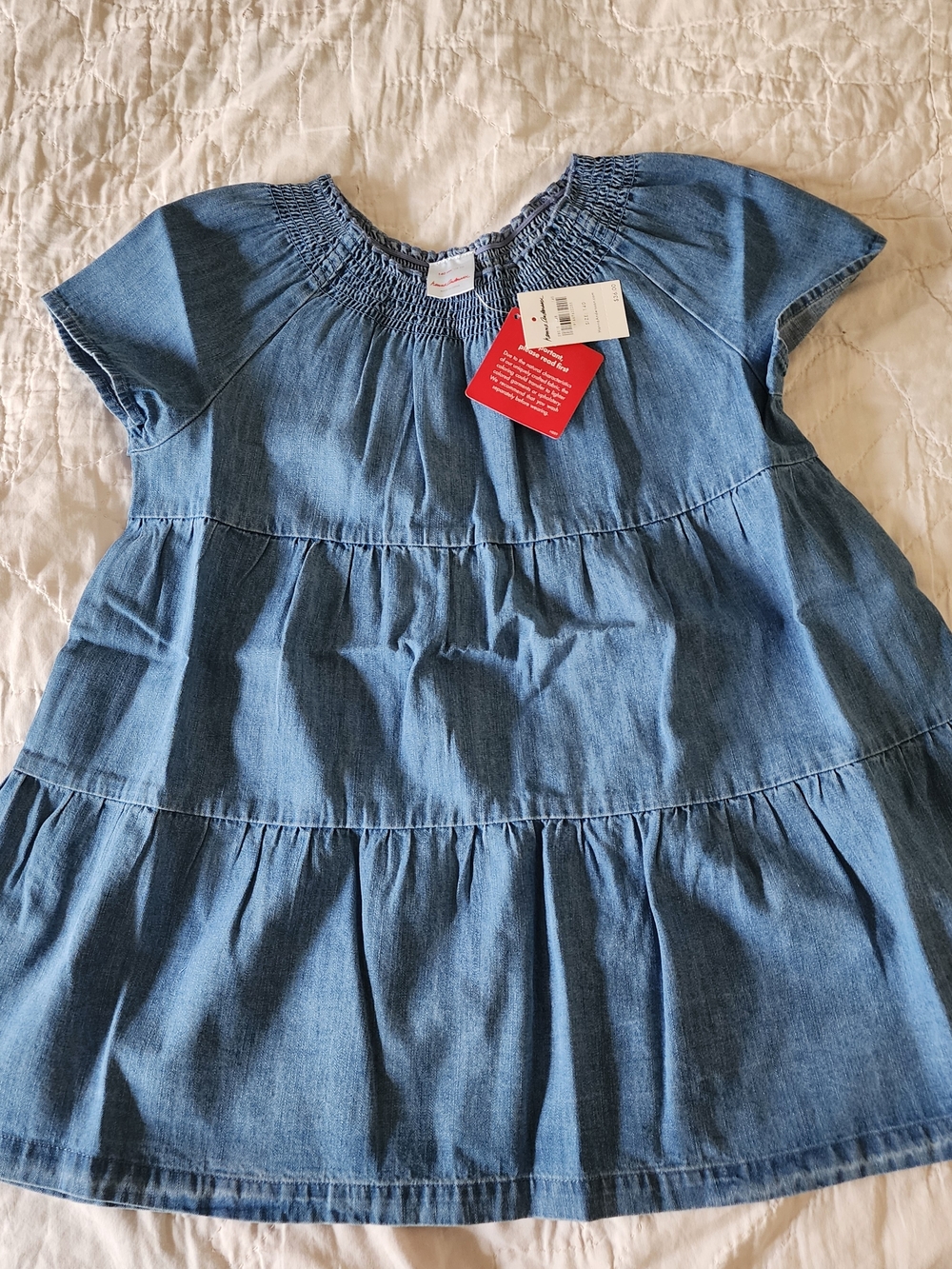 Hanna Andersson Light Blue Denim Tiered Smocked Dress